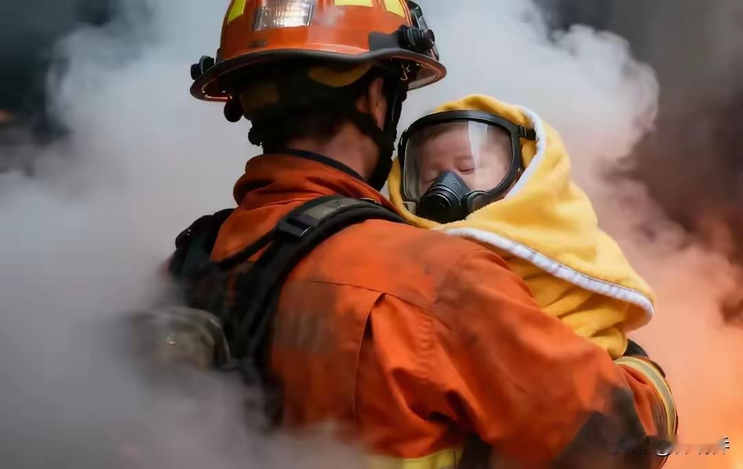 热泪盈眶！
看着三个月大的婴儿，靠在消防员的怀里不哭不闹，安然入睡的一幕，我们热