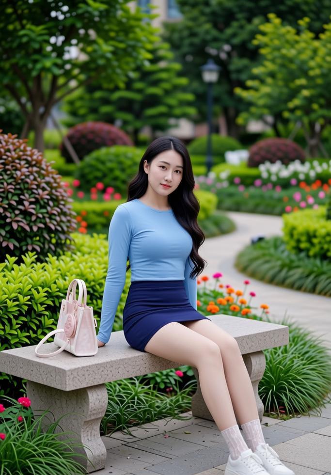 分享一张清晨照片 青春少女 随手拍下公园的景色 怎样完成气质风穿搭