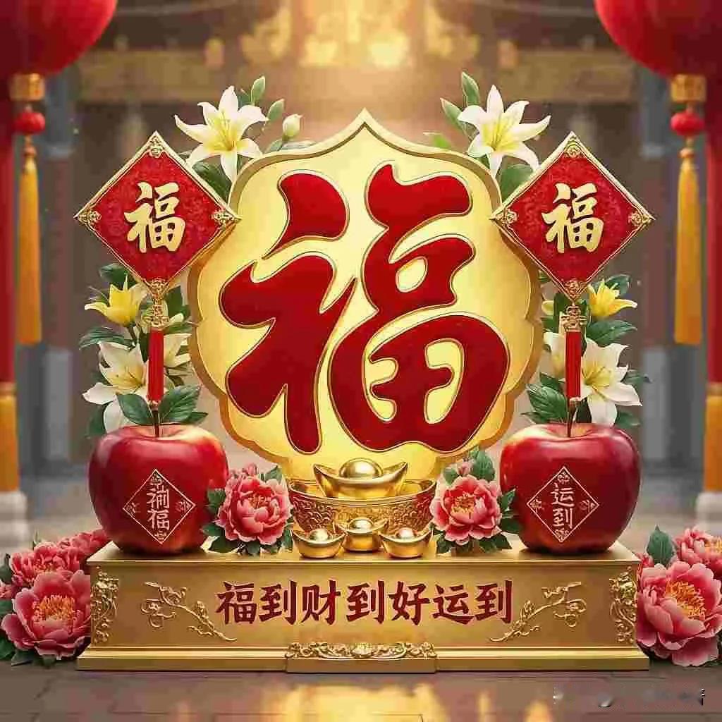 《 新年话“五福” 》

新年初始喜气扬，
祈福声声绕屋梁。
福字盈门映春光，