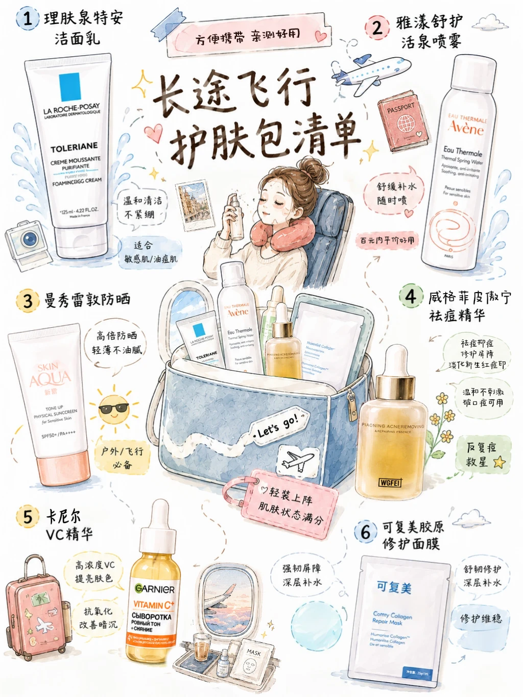 欧洲12小时✈️长途飞机护肤包｜亲测好用💆‍♀️