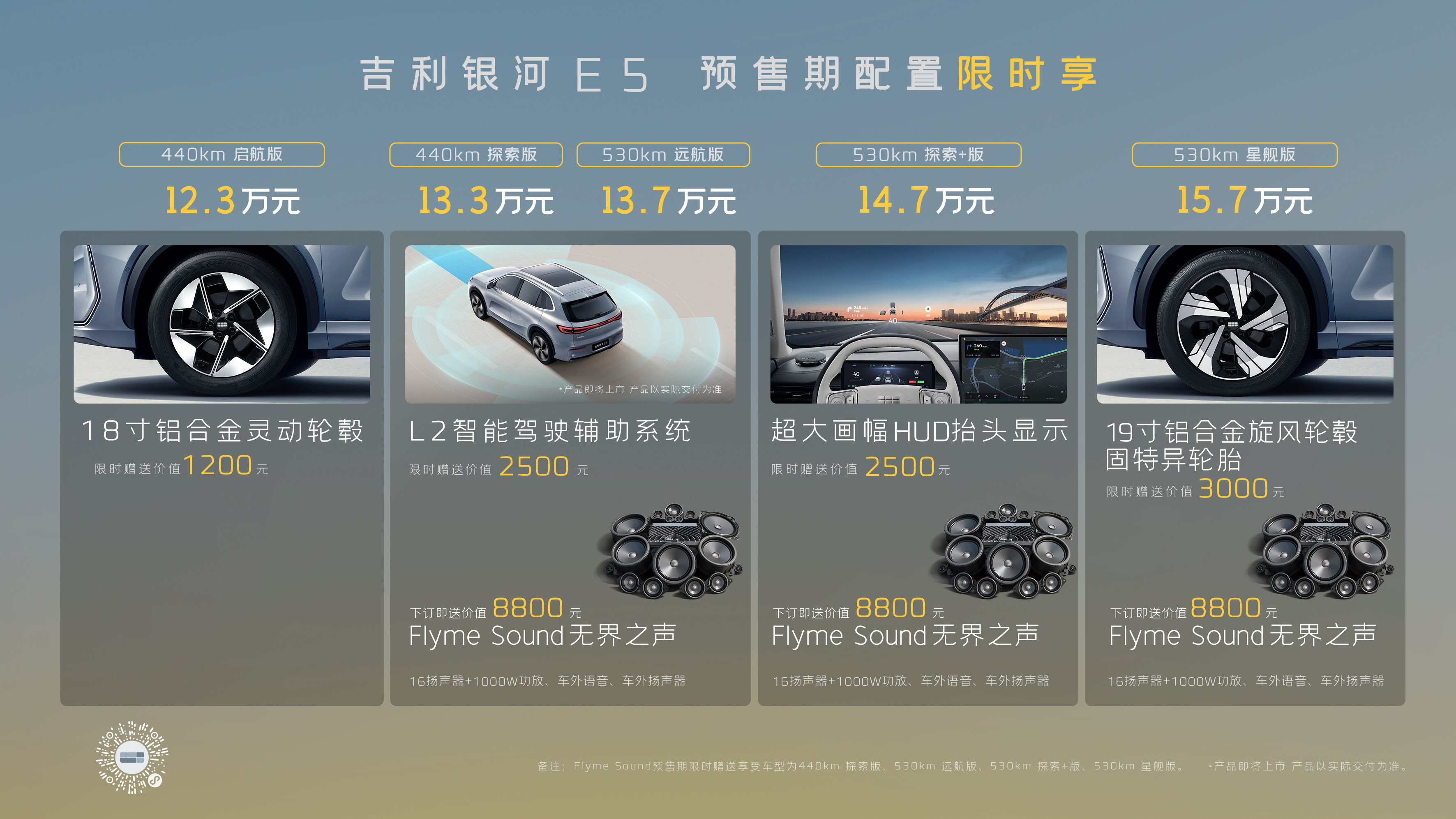 价值8800元的Flyme Sound音响，吉利银河E5预售送这个？喜欢开车听歌