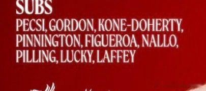 利物浦替补佩西，戈登，科内-多尔蒂，平林顿，菲格罗亚，纳洛，皮林，勒基，拉菲阿森