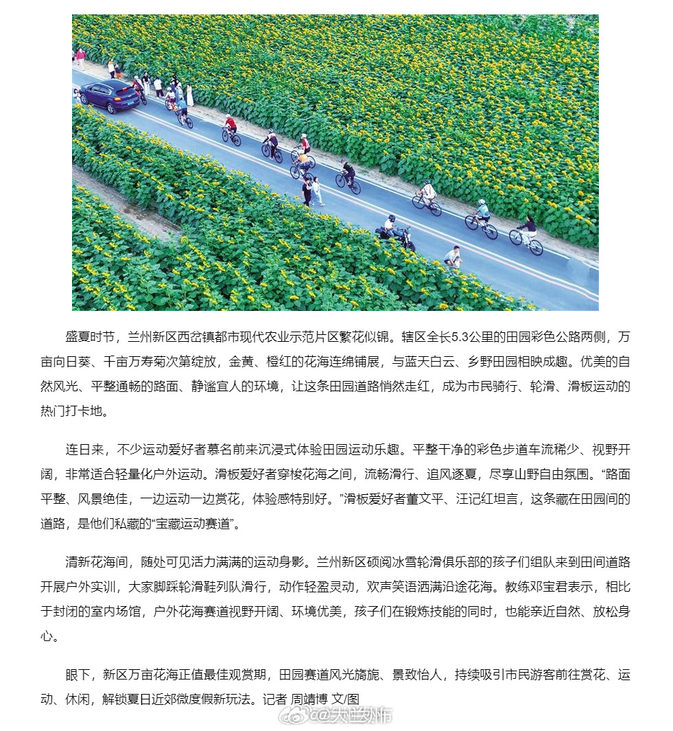 兰州新区5.3公里花海跑道太治愈【花海铺就生态跑道 兰州新区5.3公里田园路成市