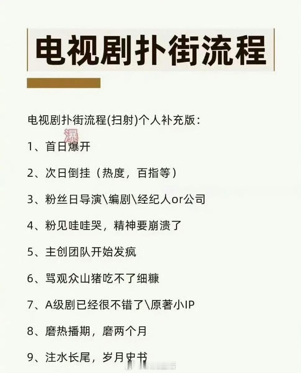 网友总结电视剧扑街流程哈哈哈哈，请对号入座。 ​​​