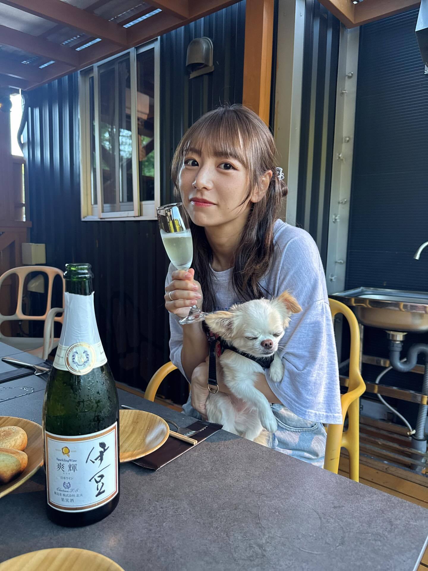 北野日奈子「🐨🤎五氣里での夕ご飯を食べた時にいただいた白ワイン🌼普