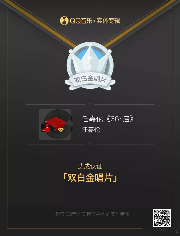 任嘉伦实体专辑销售额200w+，双白金唱片达成！ ​​​！[彩虹屁][彩虹屁][