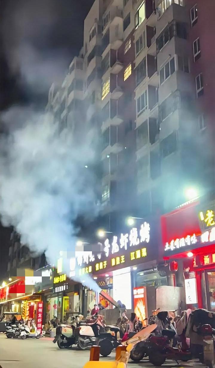 把楼上居民当腊肉熏，知道的是烧烤店排烟，不知道的还以为火力发电厂呢。
挺佩服楼上