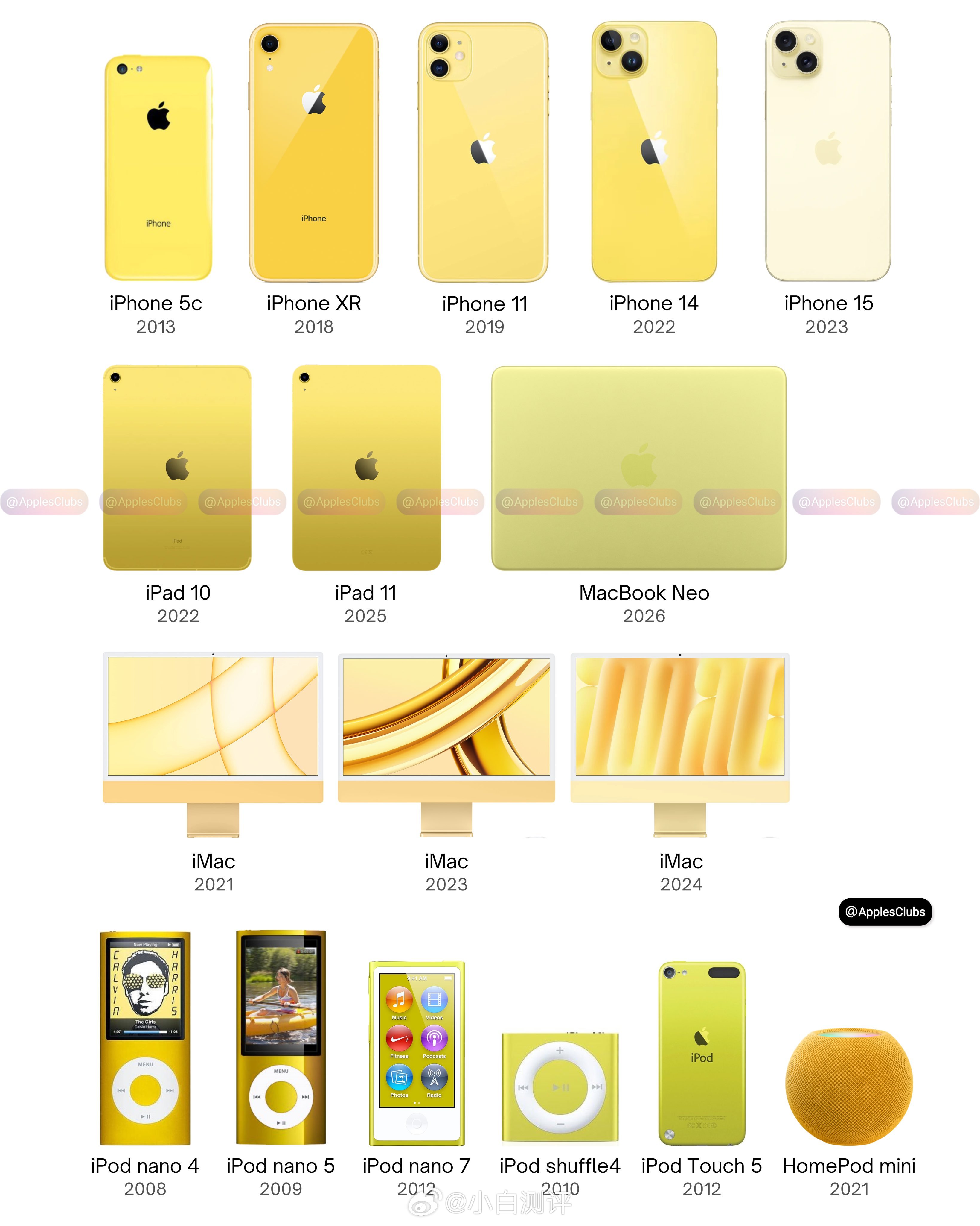 苹果黄色产品合集有喜欢这种亮色的吗