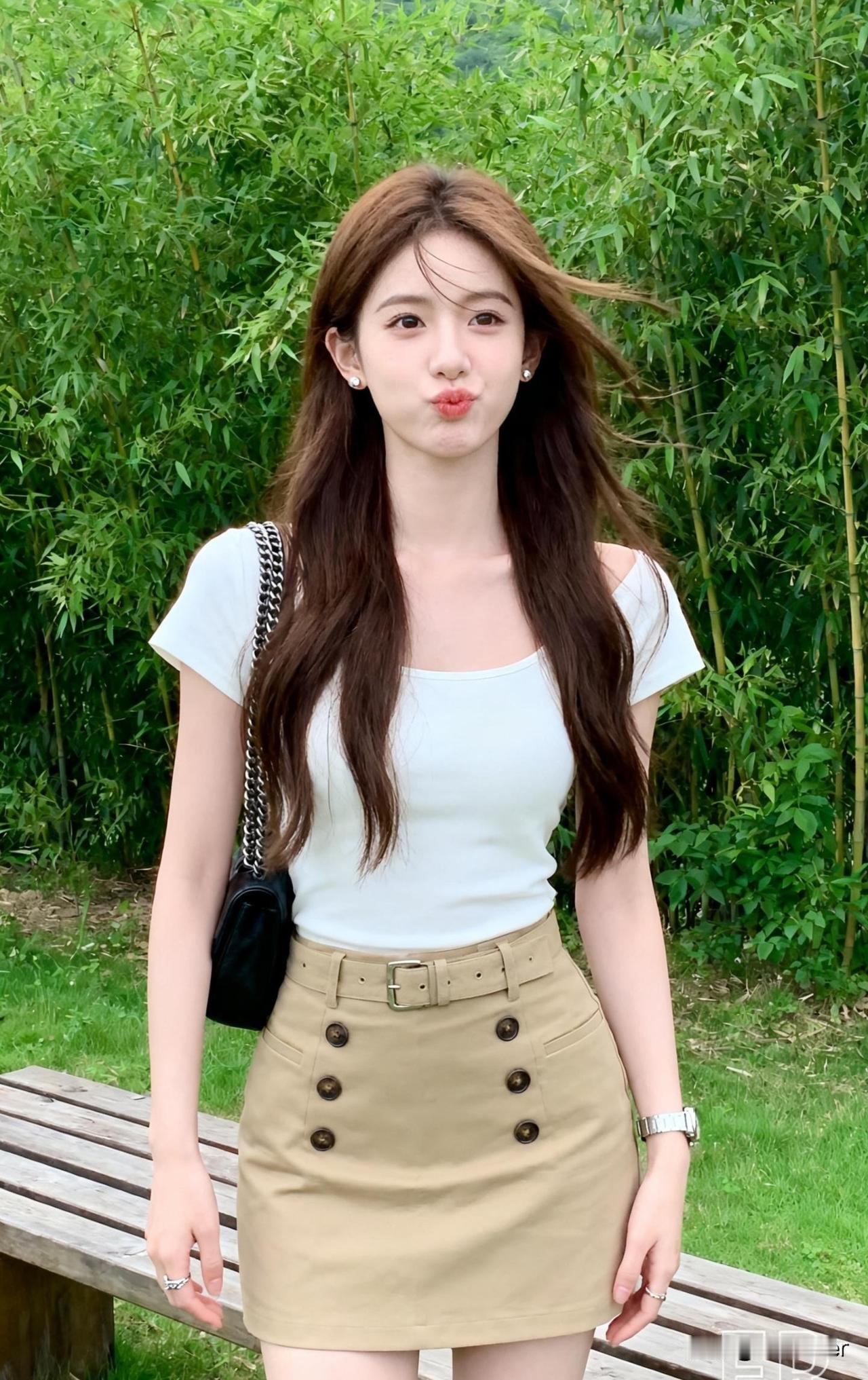 竹林间，少女轻吻风。