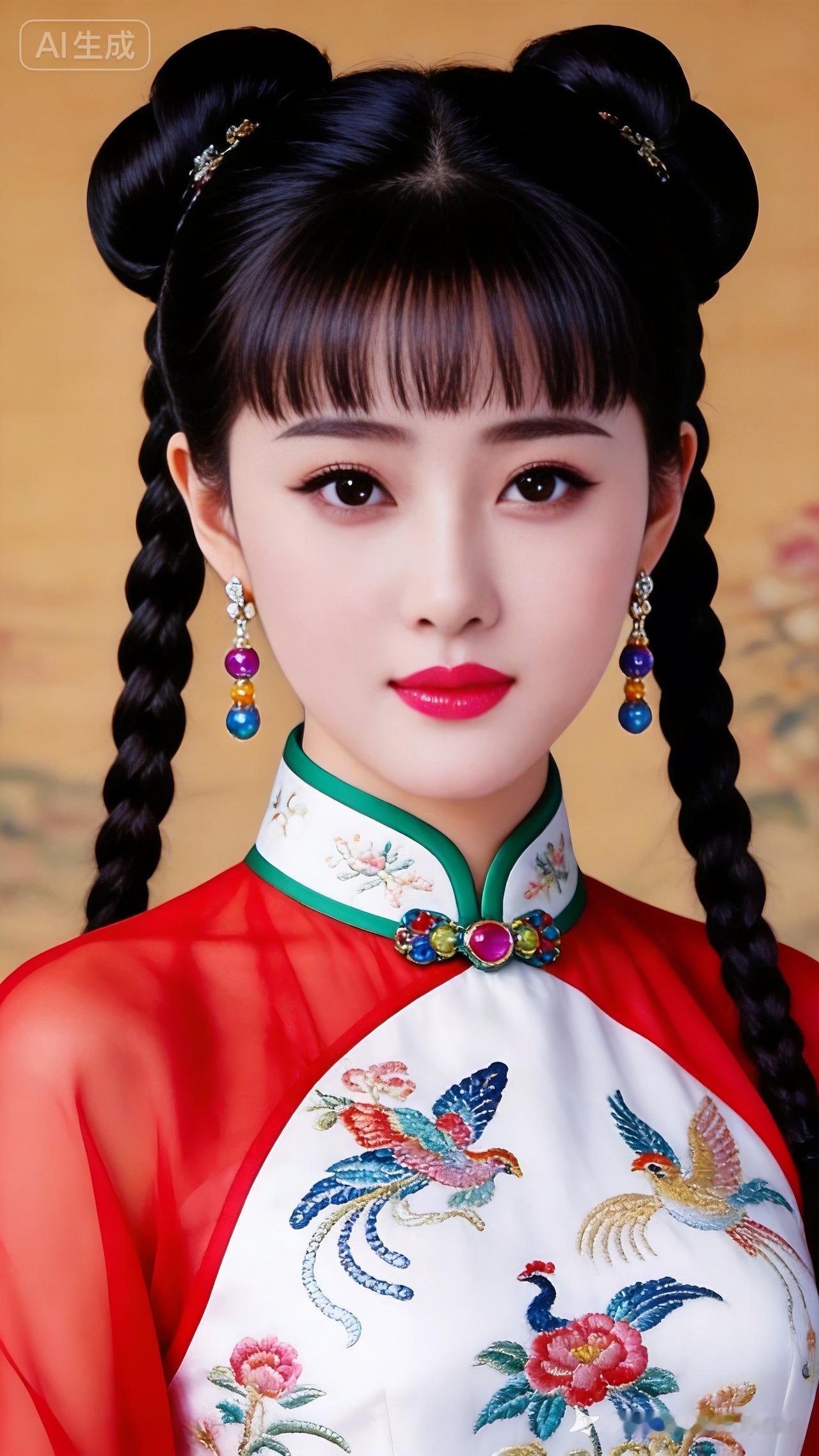 惊艳的古典美女，红衣金发，古风十足！