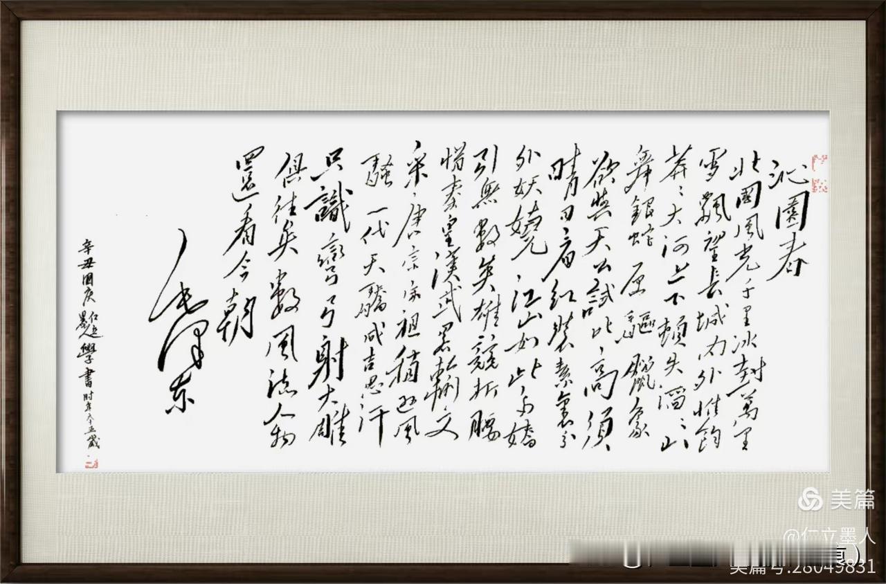 仁立墨人《沁园春·雪》毛体临作评价（专家如是说）

这是一幅对毛泽东《沁园春·雪