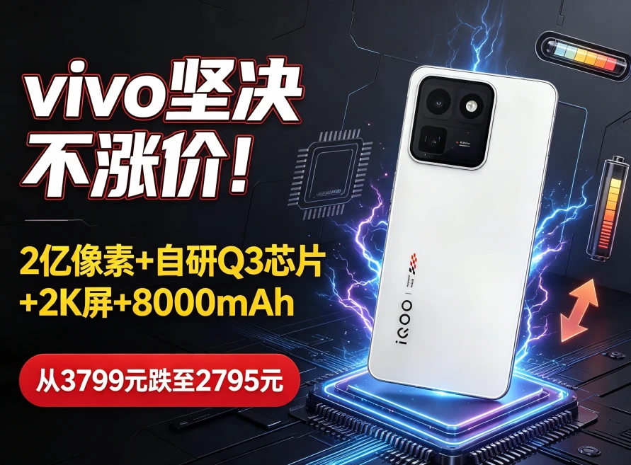 vivo坚决不涨价！2亿像素+自研Q3芯片+2K屏+