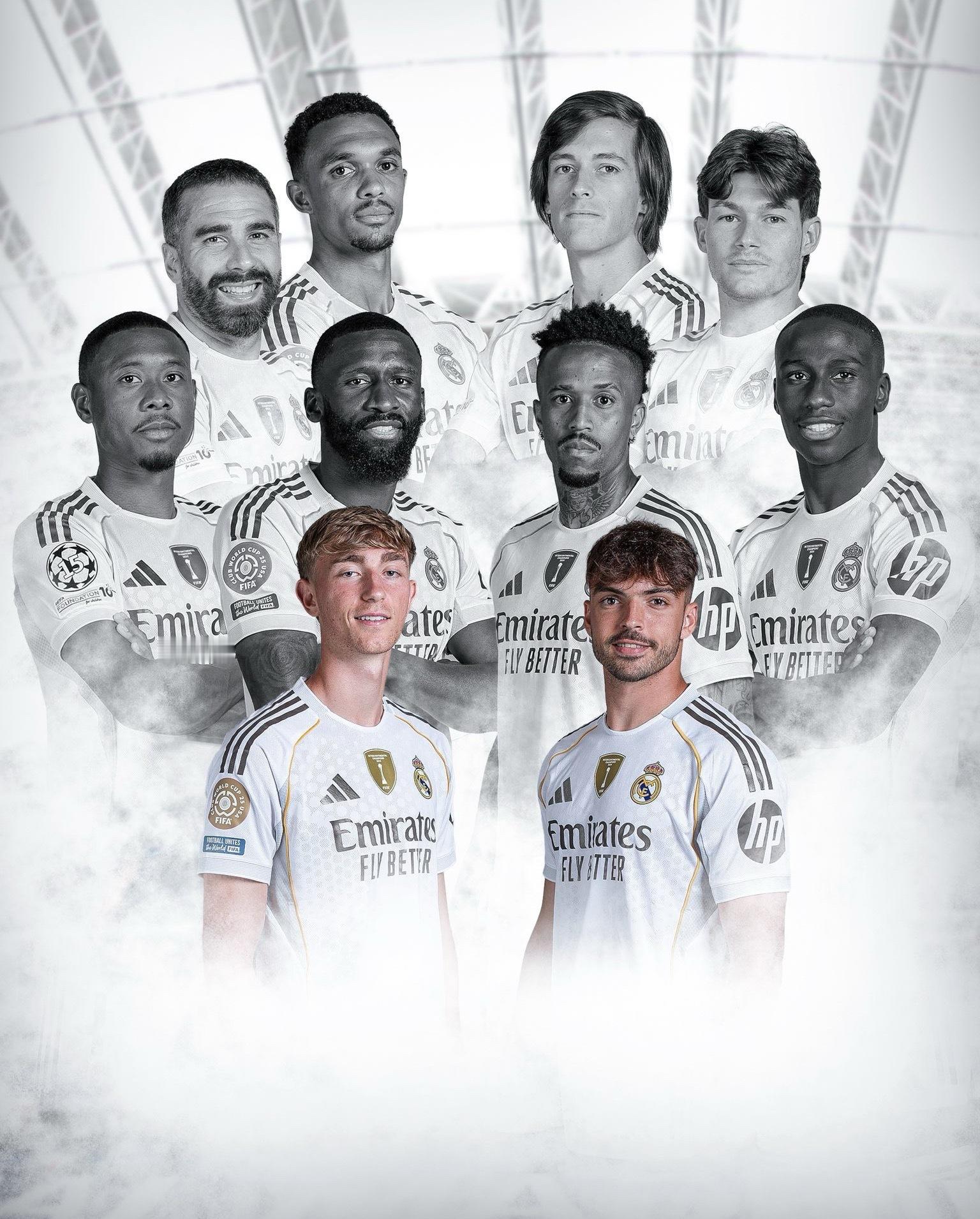 皇马对阵阿拉维斯比赛前的防线。halamadrid