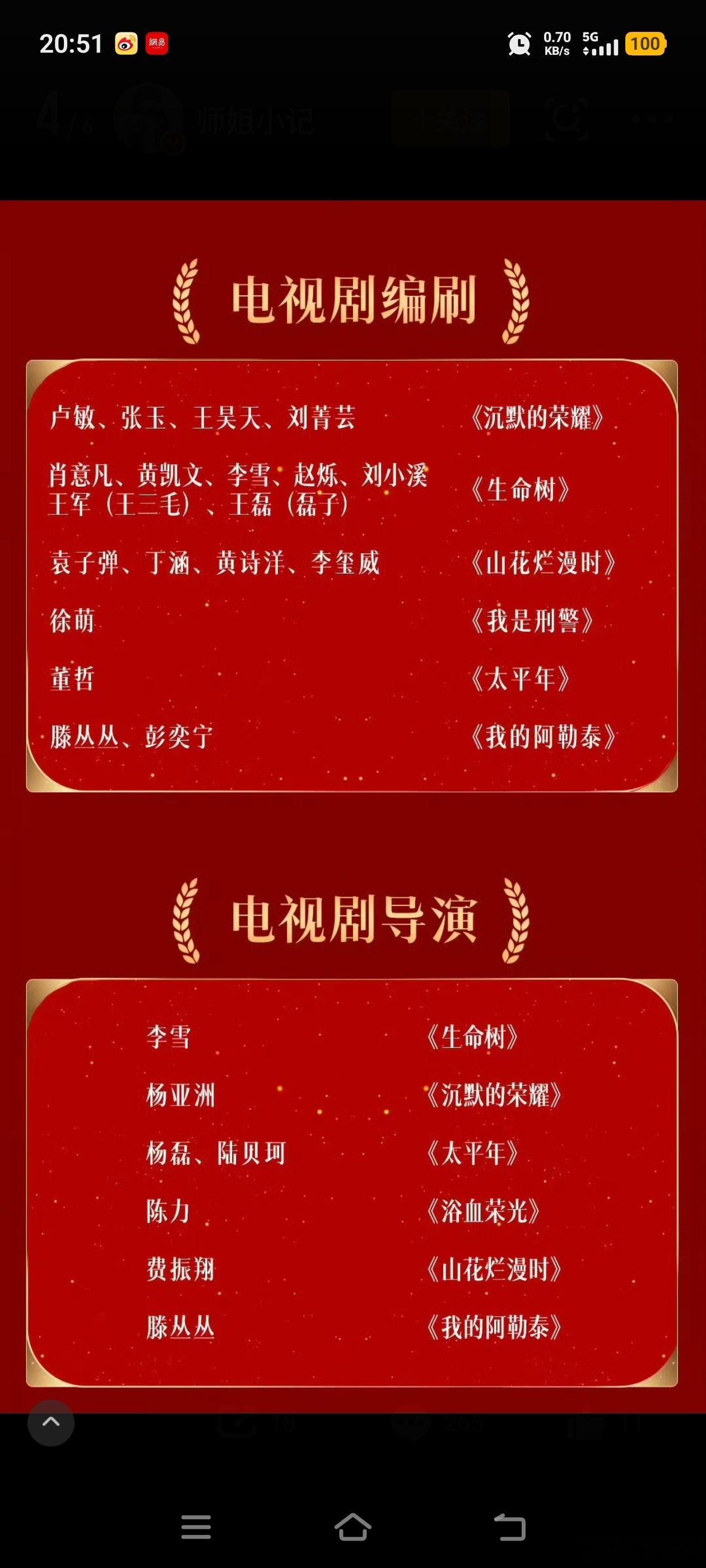 金鹰奖提名名单金鹰奖好容易不水了，又出新笑话了，官宣名单，居然把编剧写成编刷，都