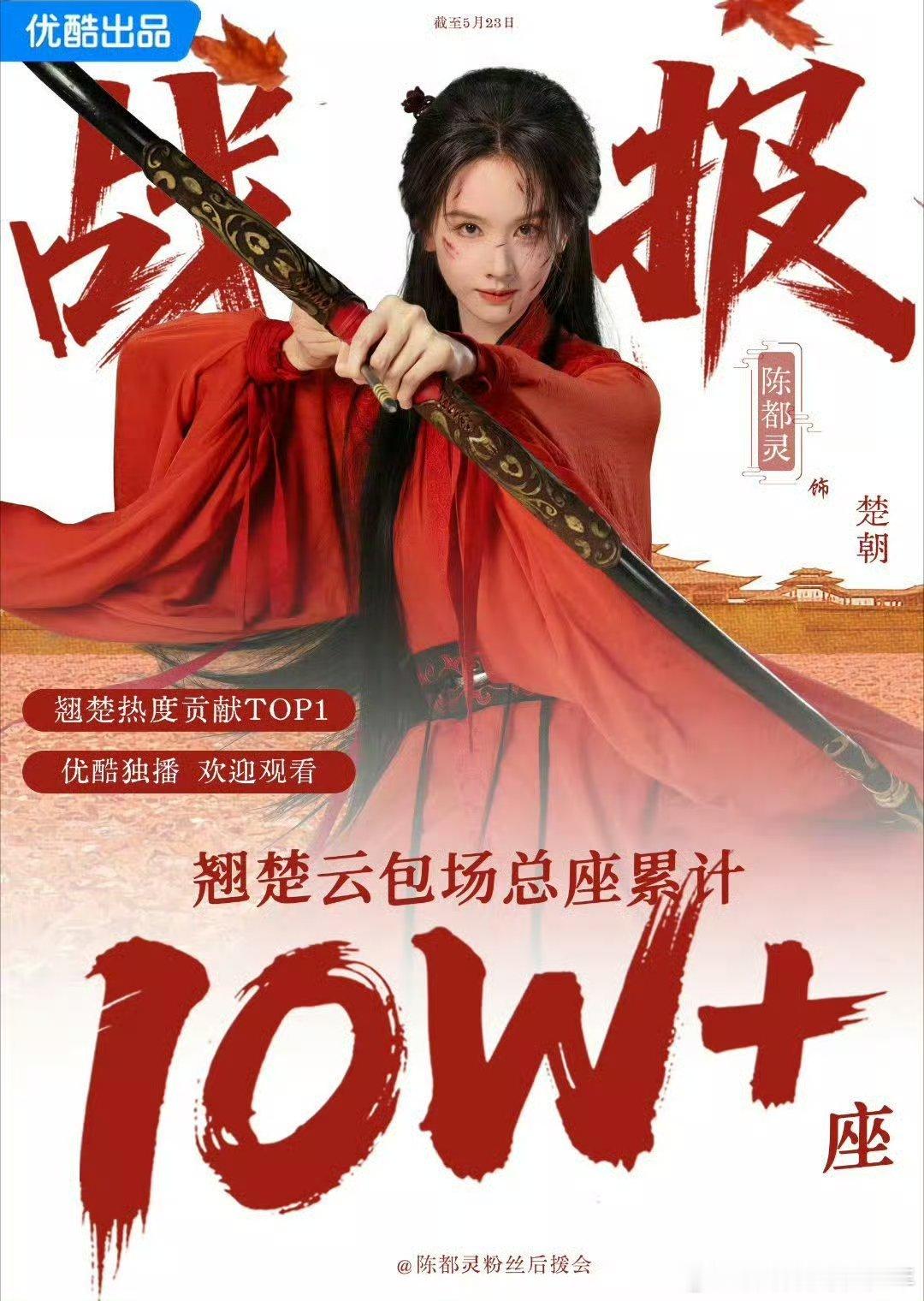 陈都灵粉丝《翘楚》云包场破10w+，不愧是一番扛剧女主 给力！大家六月一起到优酷
