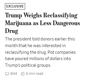 阿川一边龇牙咧嘴的大打芬太尼战争，一边考虑降低大麻危险性等级。多家美媒引述知情人