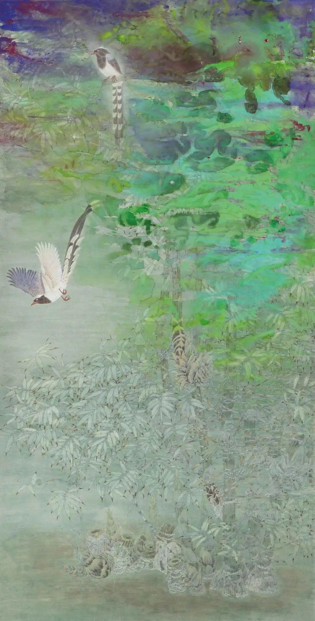 何婉薇的工笔画，端庄秀丽、文静气畅，体现出一种与生俱来的个人气质与艺术审美的完美