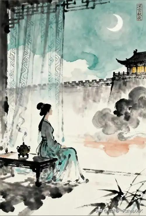 《宫词》
——唐·顾况
玉楼天半起笙歌，
风送宫嫔笑语和。
月殿影开闻夜漏，
水