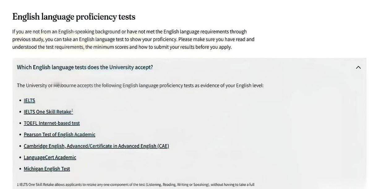 澳洲八大，最后一块拼图，终于凑齐了。
墨尔本大学官网刚刚更新，雅思可以单科重考了