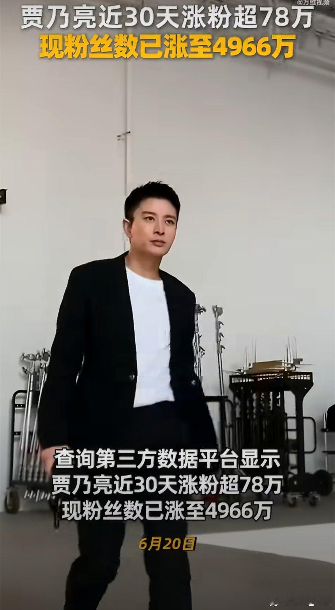 贾乃亮近30天涨粉超78万近30天涨粉超78万，贾乃亮这涨粉速度太让我羡慕了。我
