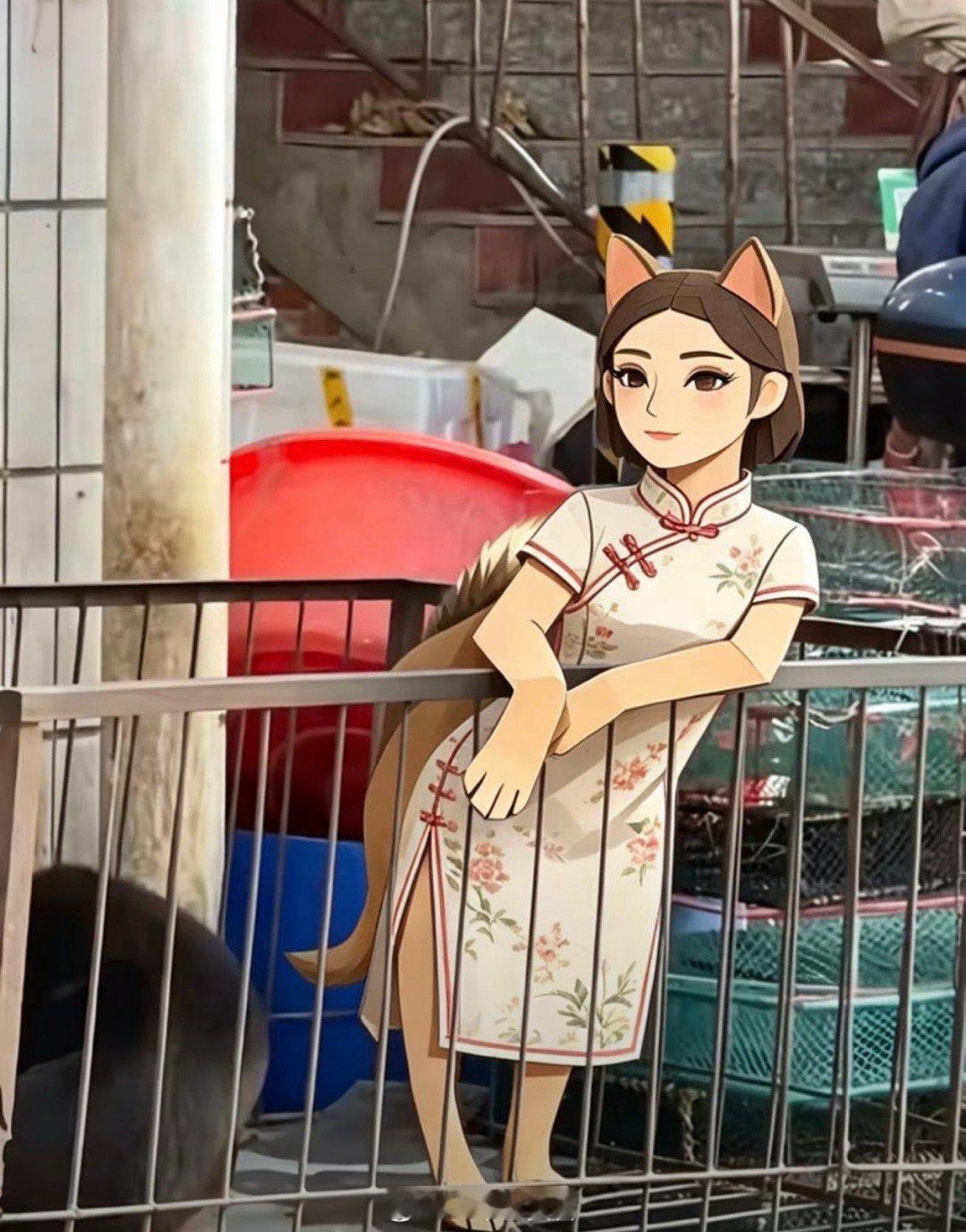 学人趴在栏杆上看热闹的狗子，被网友们玩坏了 