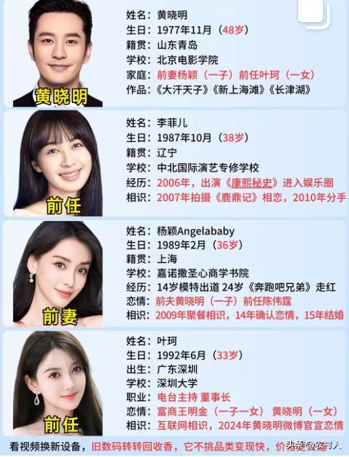 黄晓明一共有三段感情，你们觉得哪一段感情比较可惜？
黄晓明 李菲儿 杨颖