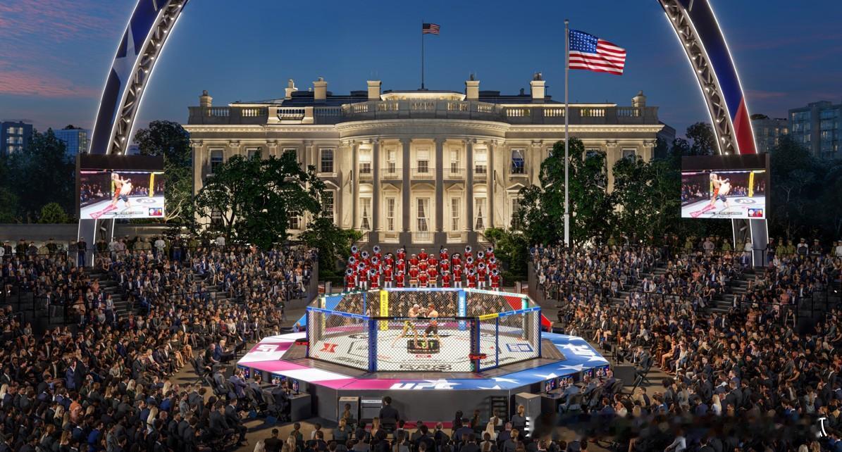 美国真的是做什么都自由，
白宫搭建八角笼打UFC自由之战250，
这放在其他任何