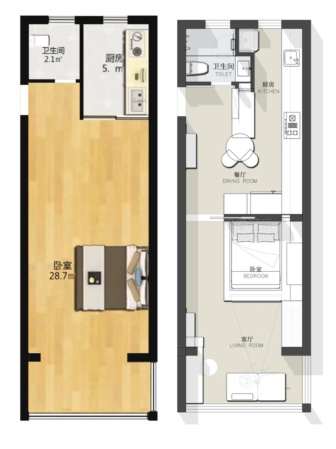 户型设计/36.5㎡小户型一居室平面方案优化