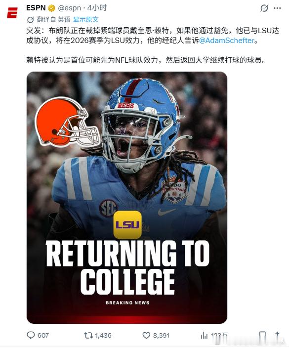 今年的大学橄榄球争冠格局估计会有变化，多名NFL 边缘球员和未选秀新秀倒流回归大