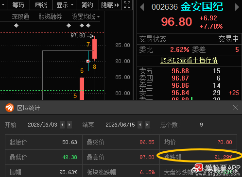 金安国纪002636📈再涨涨就破百了