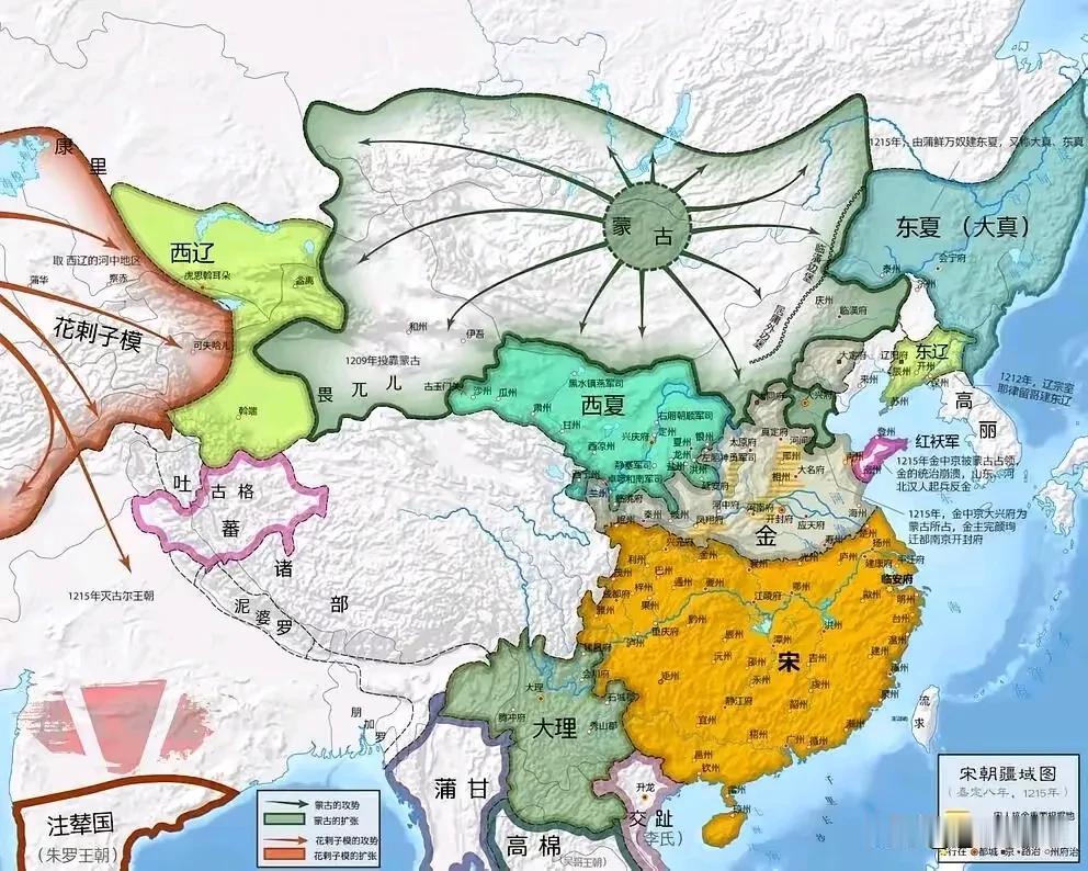 “螳螂捕蝉，黄雀在后”这种戏码在历史上无数次上演，宋元之际就是典型。

辽、金、
