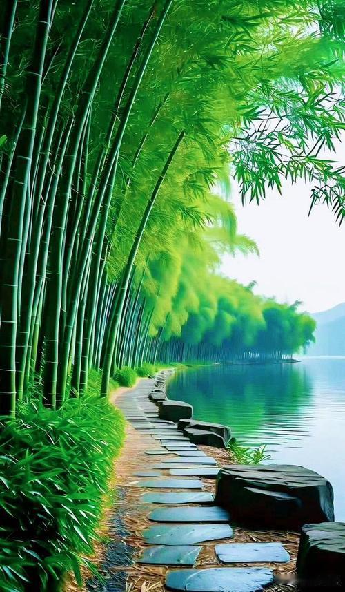 竹林小溪是一幅宁静而美丽的自然画卷。清晨，薄雾轻轻笼罩着翠绿的竹林，阳光透过密密