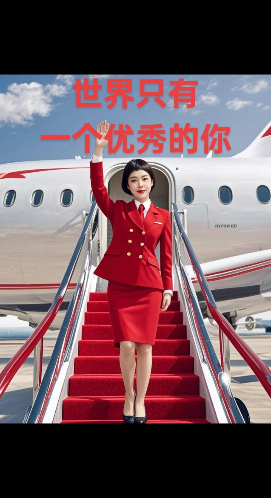 AI红衣空姐致意