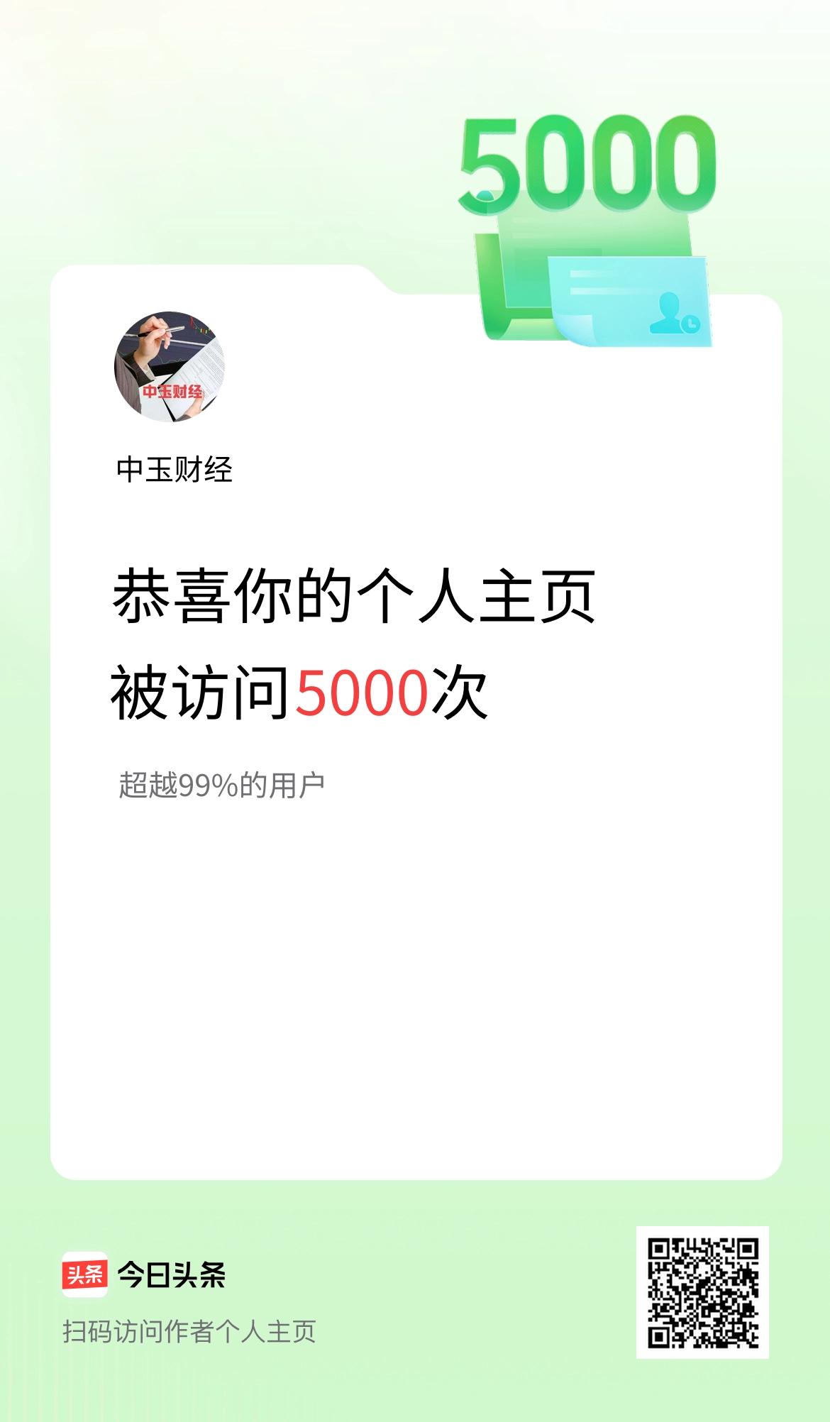 我的头条个人主页被访问5000次啦！