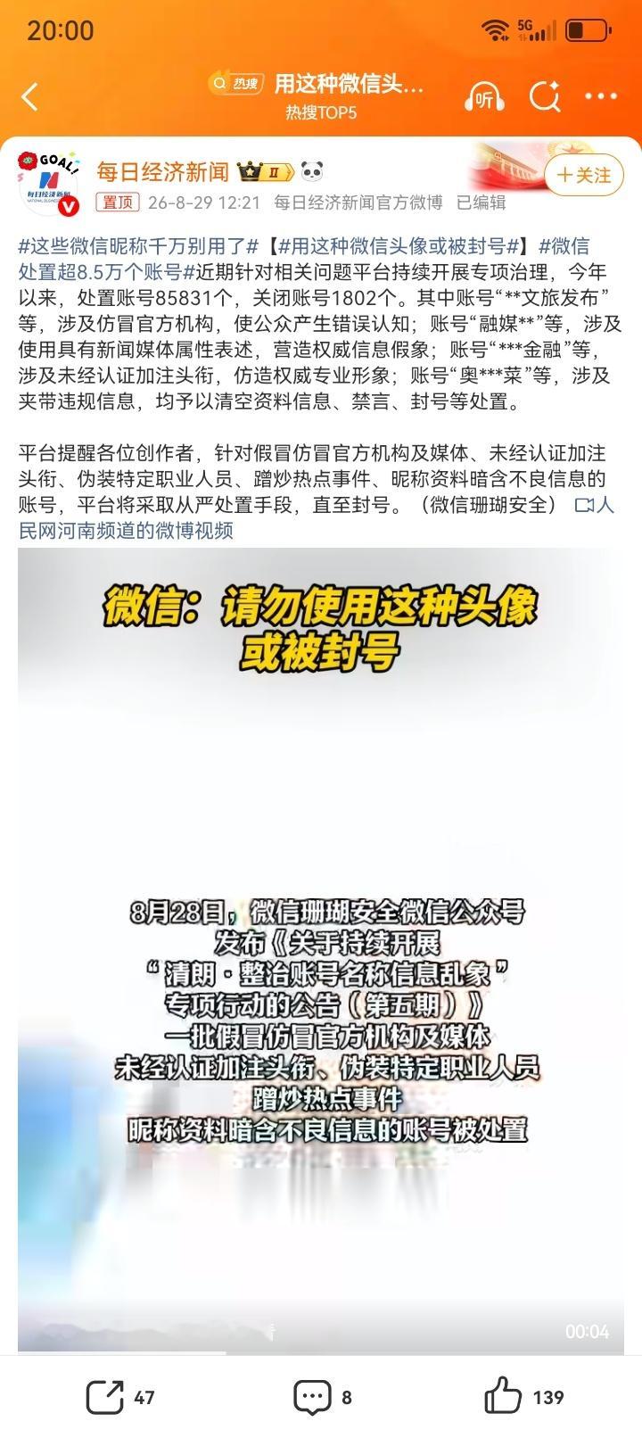 用这种微信头像或被封号所以是啥头像啊？[柯基]换头像现在也要谨慎了。[失望] ​
