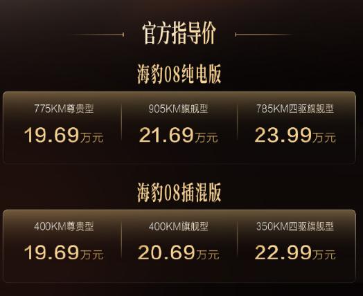 19.69万就能买比亚迪海豹08，性价比可以
比亚迪海豹08这次起售价定在19.