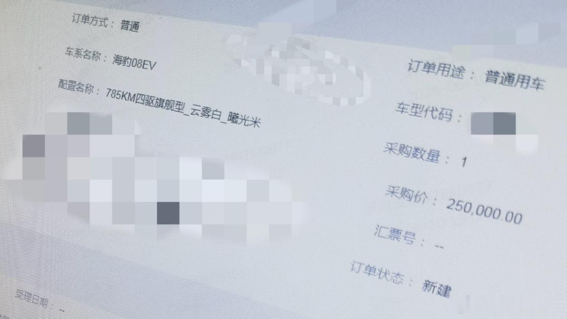海豹08预扣款流出，25万级配百万价值配置，30万以内最全能家用旗舰来了近日，比