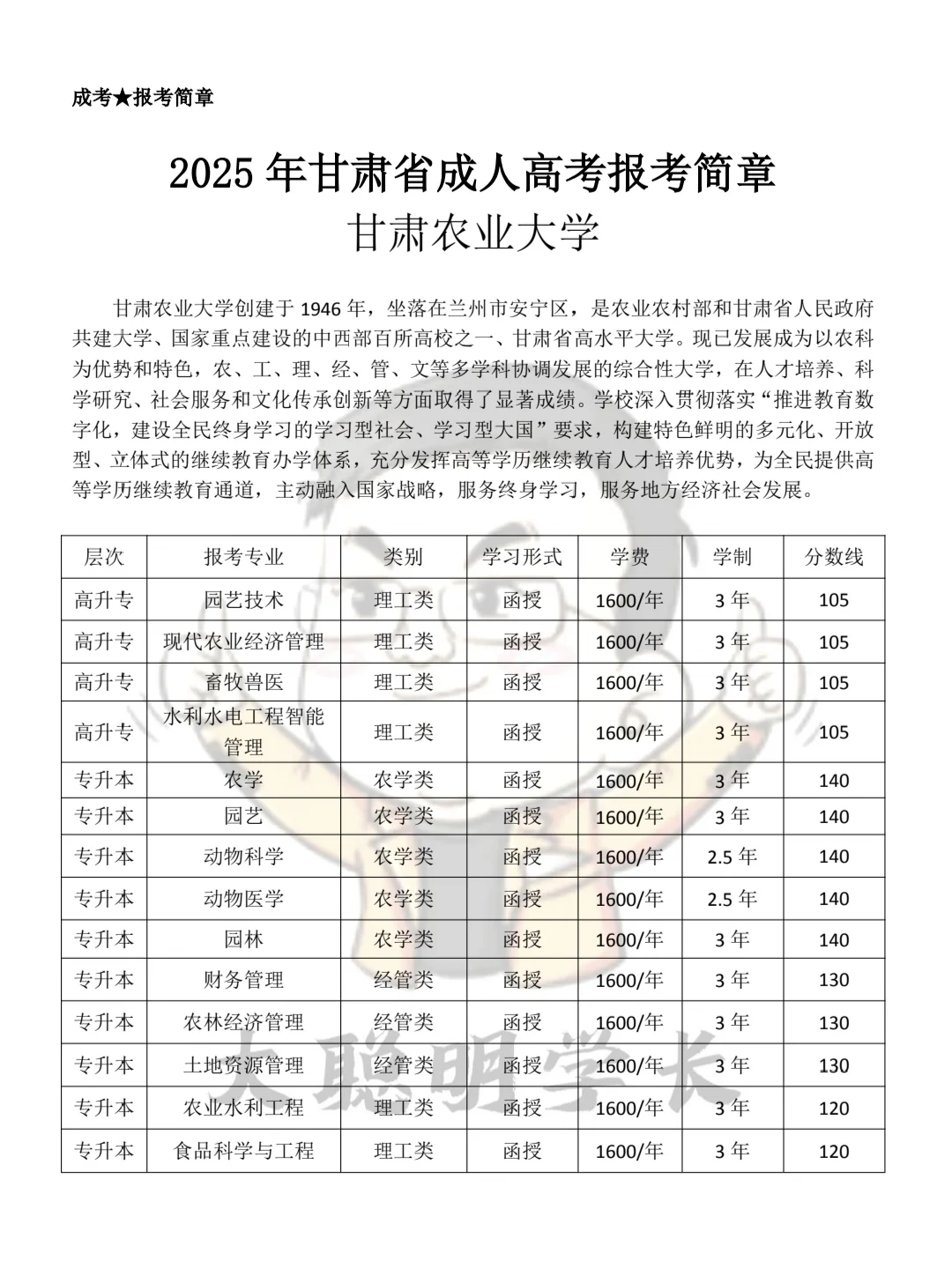 甘肃成考｜2025甘肃农业大学预报名开始