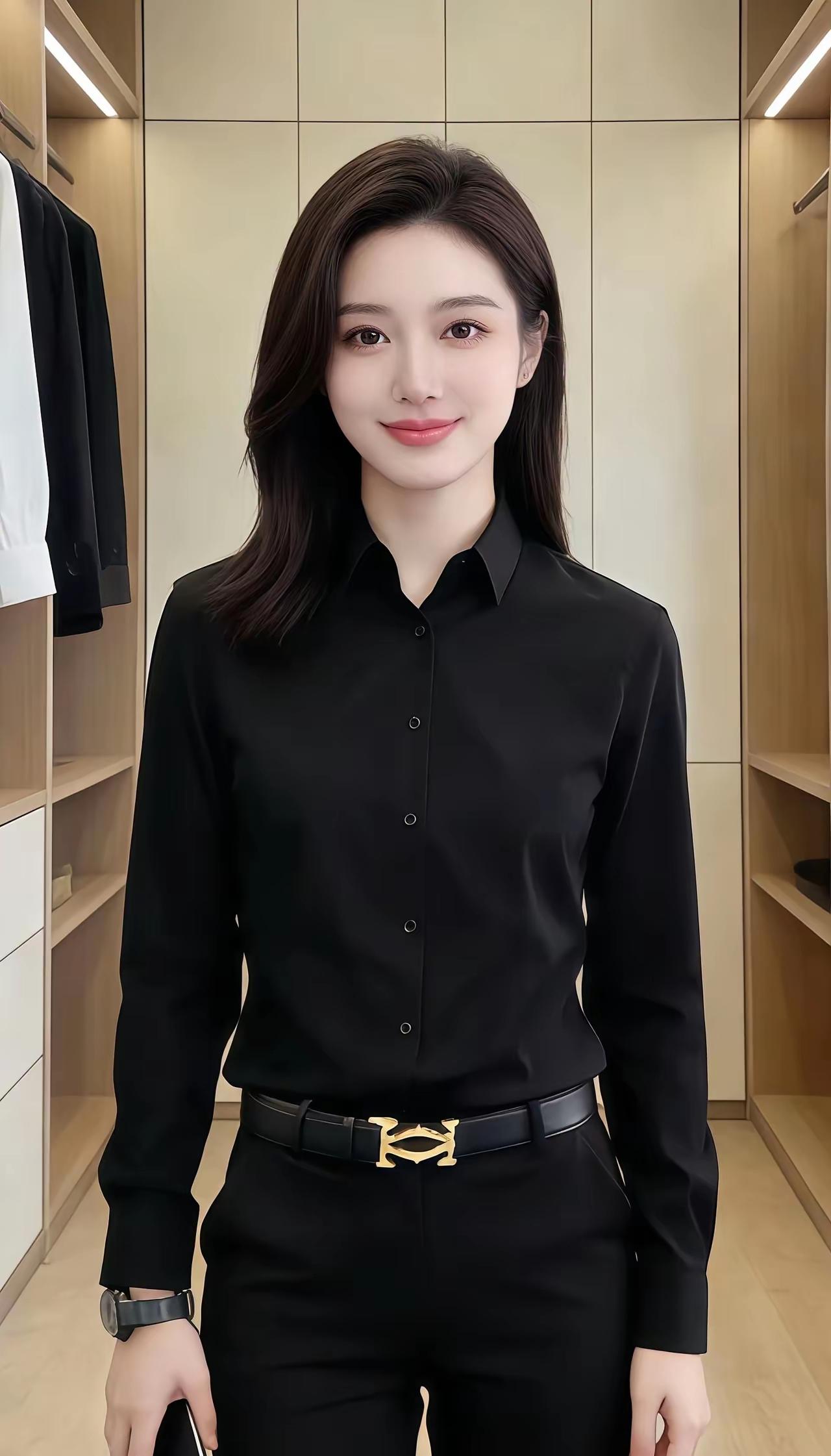 简约黑色衬衫穿搭，优雅大方，尽显职场魅力！