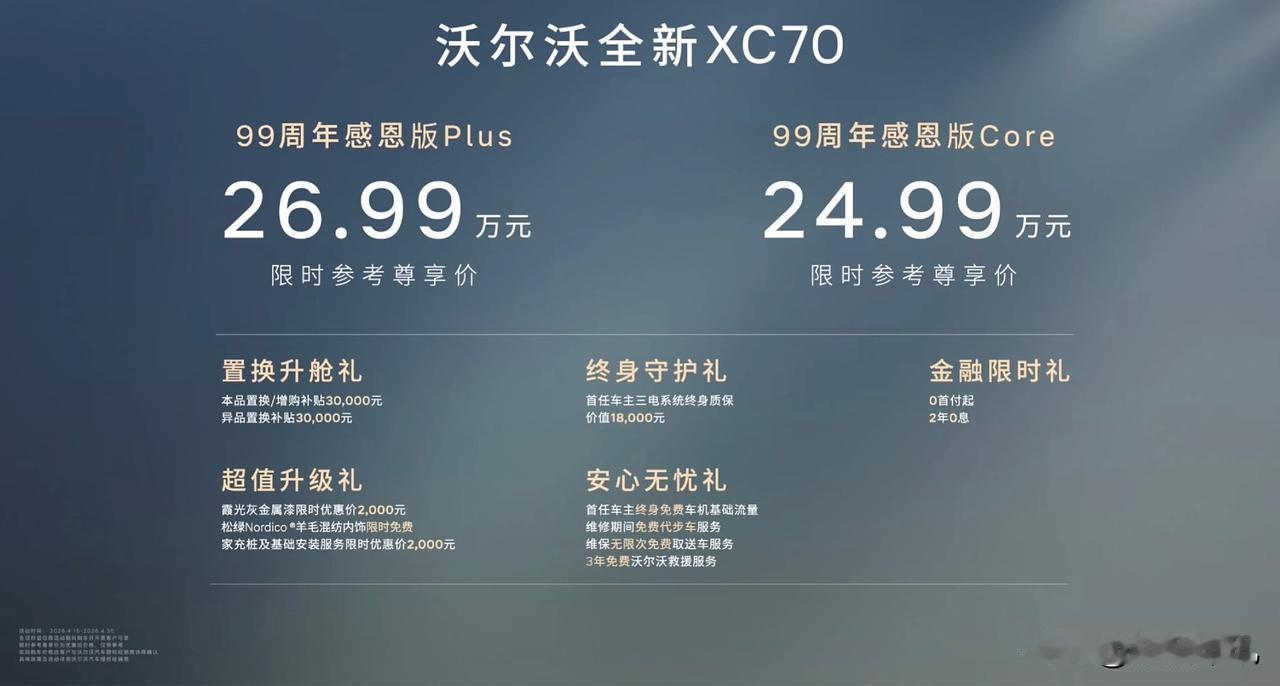 沃尔沃XC70 99周年感恩版上市，将成为25万级豪华插混标杆？
在沃尔沃汽车9