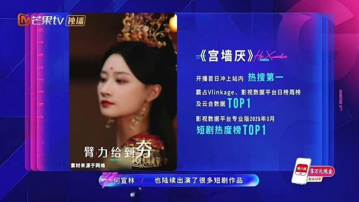 何宣林刚从浪姐出来，就要进组《万花世界》，浪姐红利不错，这波有效出镜了