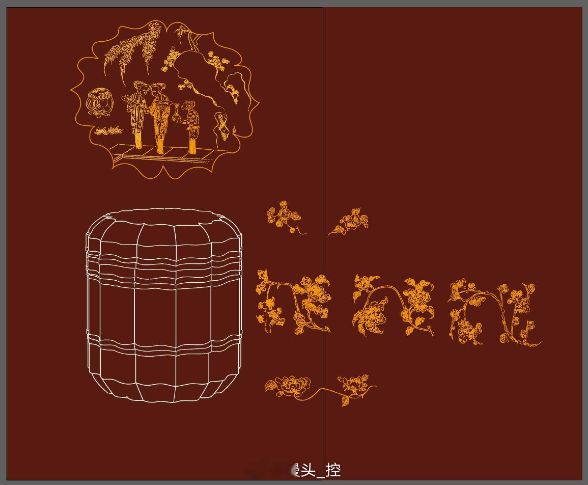 #馒头控的日常# 晚课，晚安[月亮]终于把这个漆器大部分图案都画了。电脑配置还是
