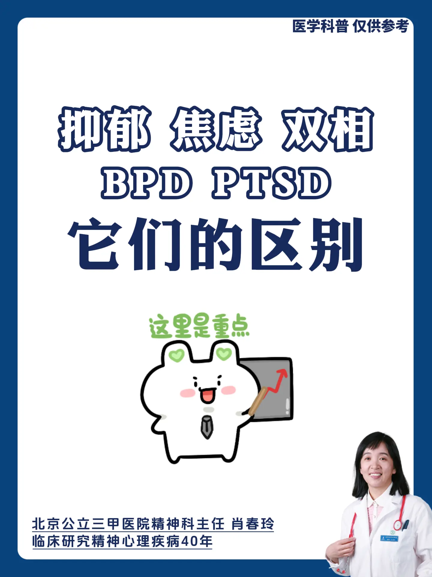 北京精神科肖春玲：抑郁 焦虑 双相 BPD PTSD它们的区别