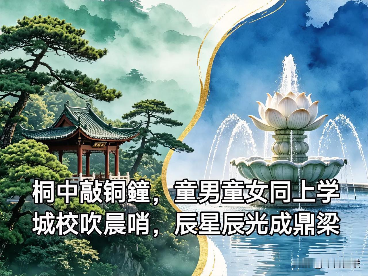 桐城中学有一副非常有名的古联，是该校创始人吴汝纶先生所作，他用五个校园常景平声字
