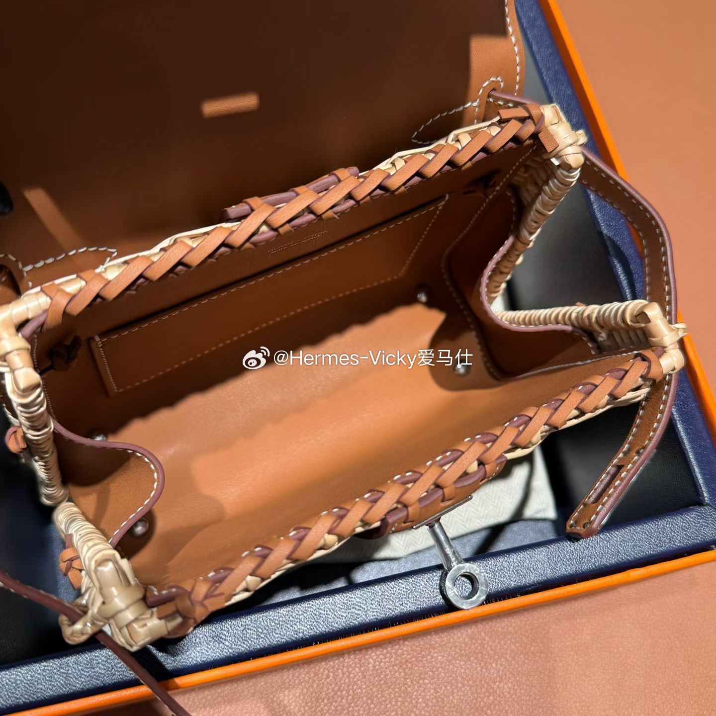 Kelly picnic 野餐包 竹编拼皮 金棕 银扣爱马仕hermes