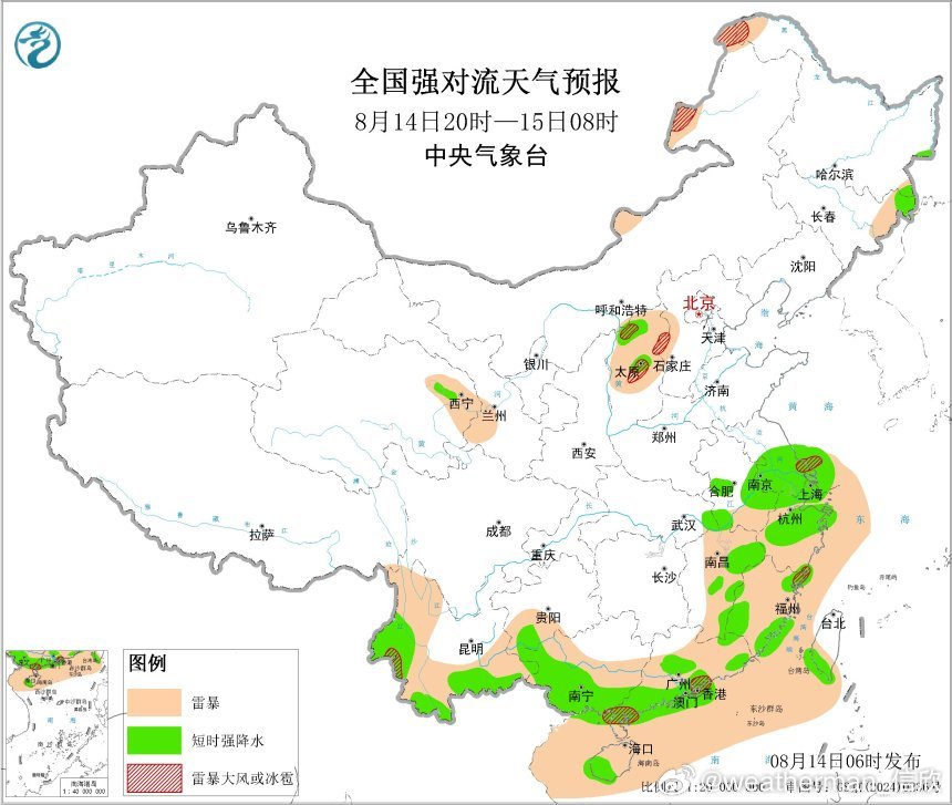 【强对流】昨天到今晨，东北华北部分地区因为冷锋过境，出现短时强降雨。华东华南因为