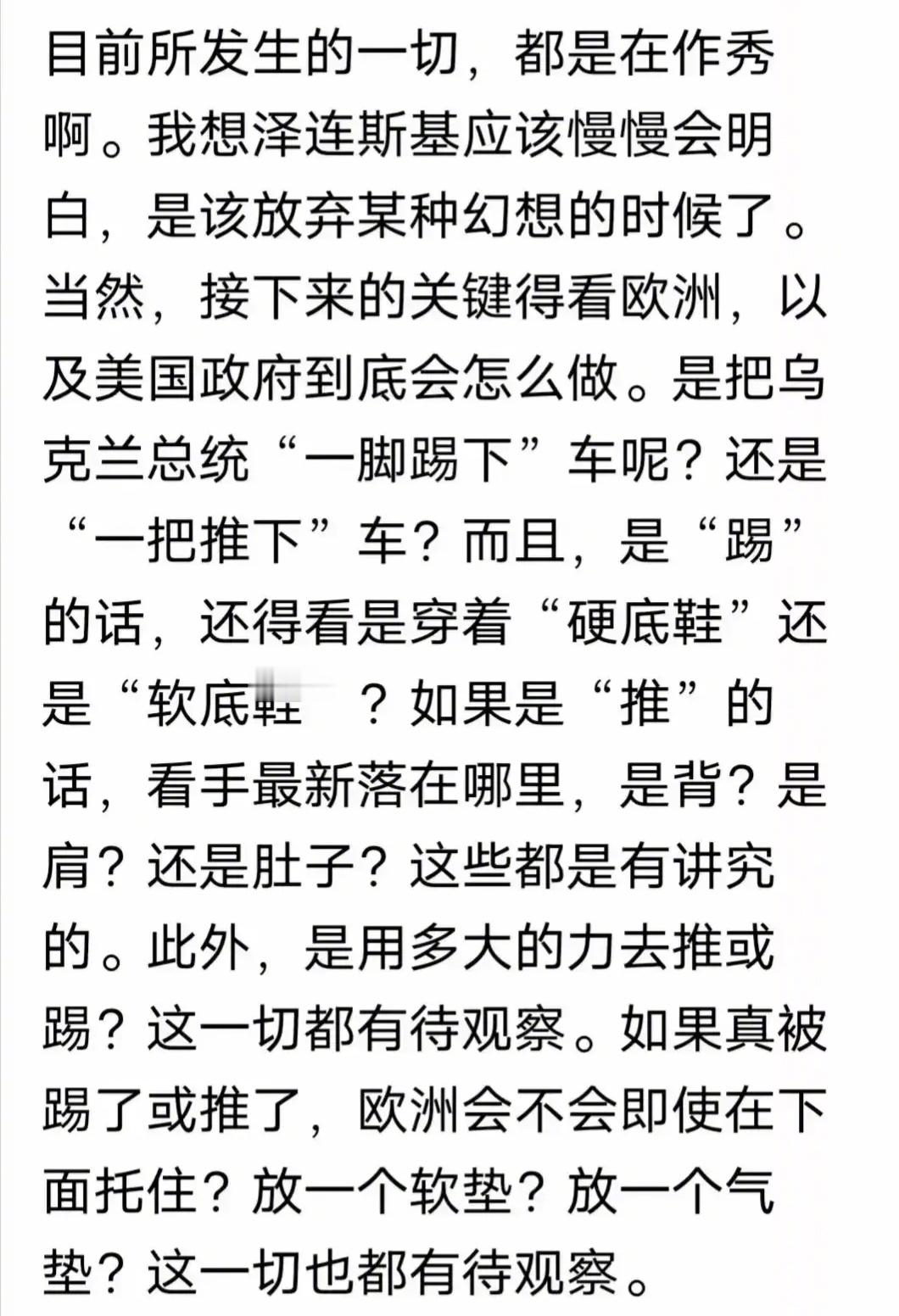 一位曾经的乌克兰支持者劝泽连斯基放弃幻想，不知道，泽连斯基会被一脚踢下车？还是会