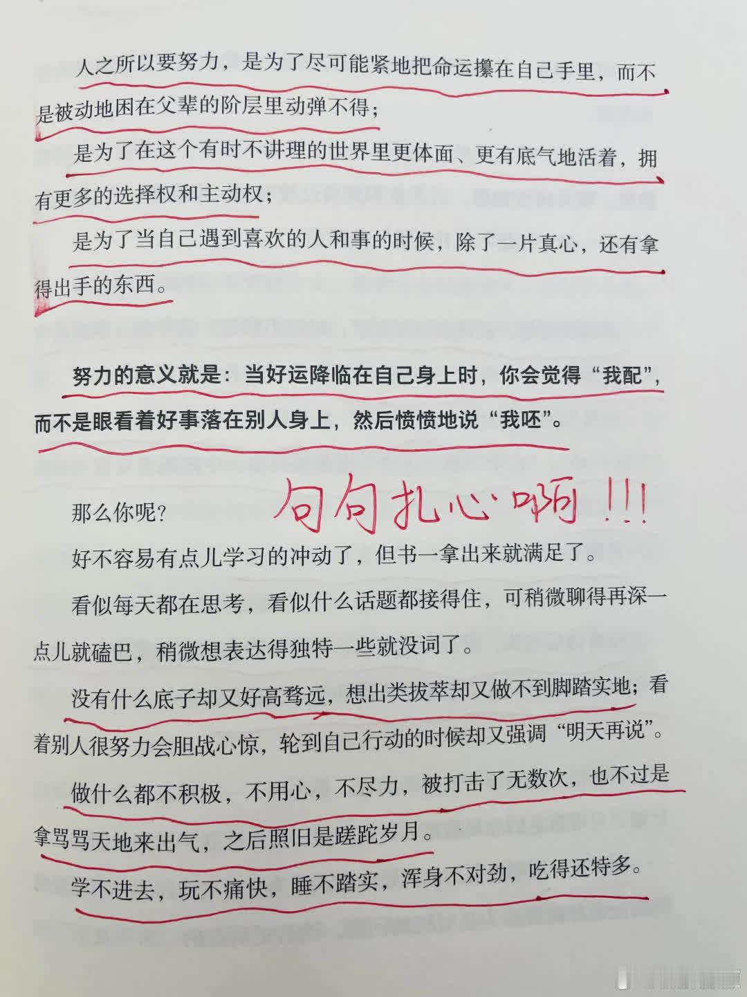 努力的意义，这本书讲的好透彻，句句扎❤️！  🌟 努力的意义就是: 当好运降临