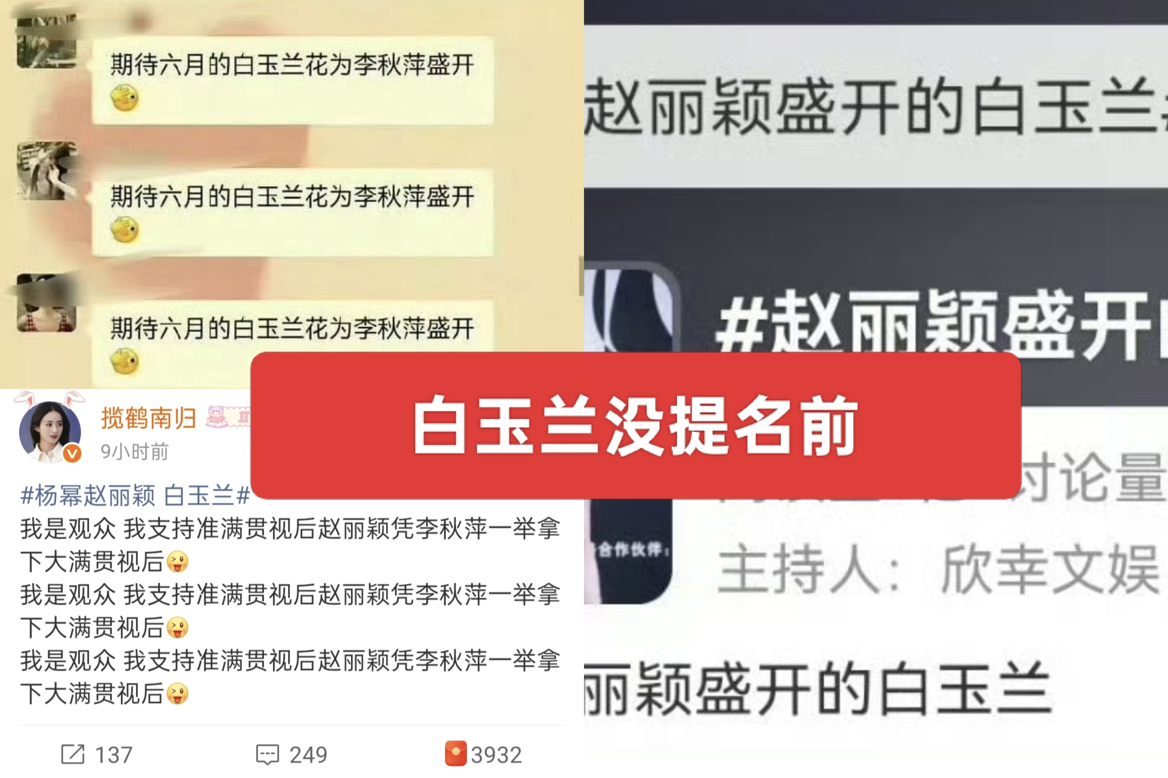 白玉兰不舒服提名 如图 