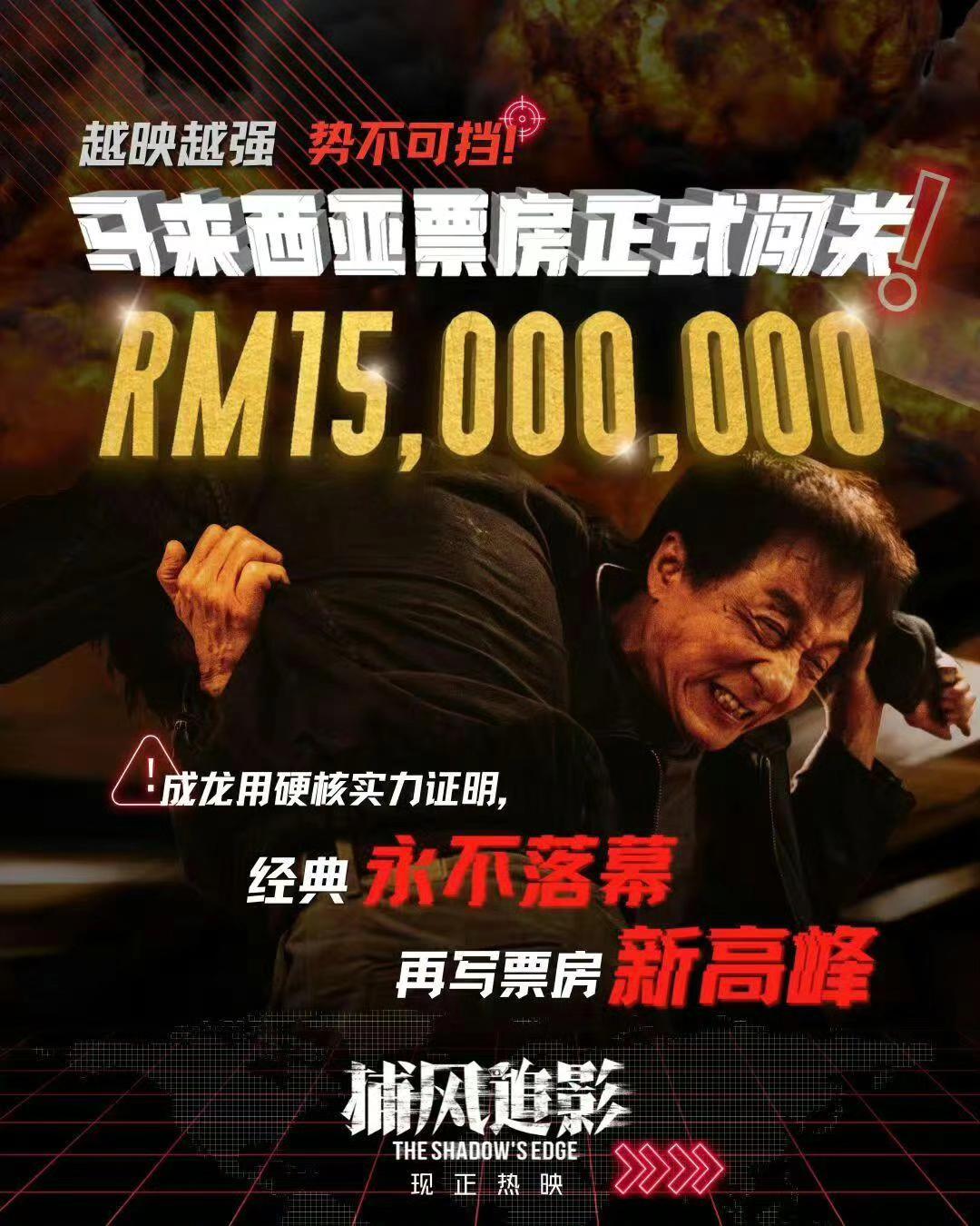 电影《捕风追影》马来西亚票房目前票房已经突破1500W马币！相当于人民...
